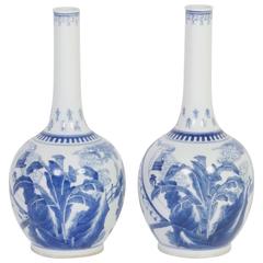 Pair of Blue and White Chinese Export Style Vases