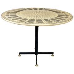 Large Mid-Century Italian Circular Center Table by Piero Fornasetti