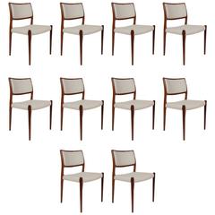 Set of Ten Rosewood Dining Chairs by Niels O. Møller