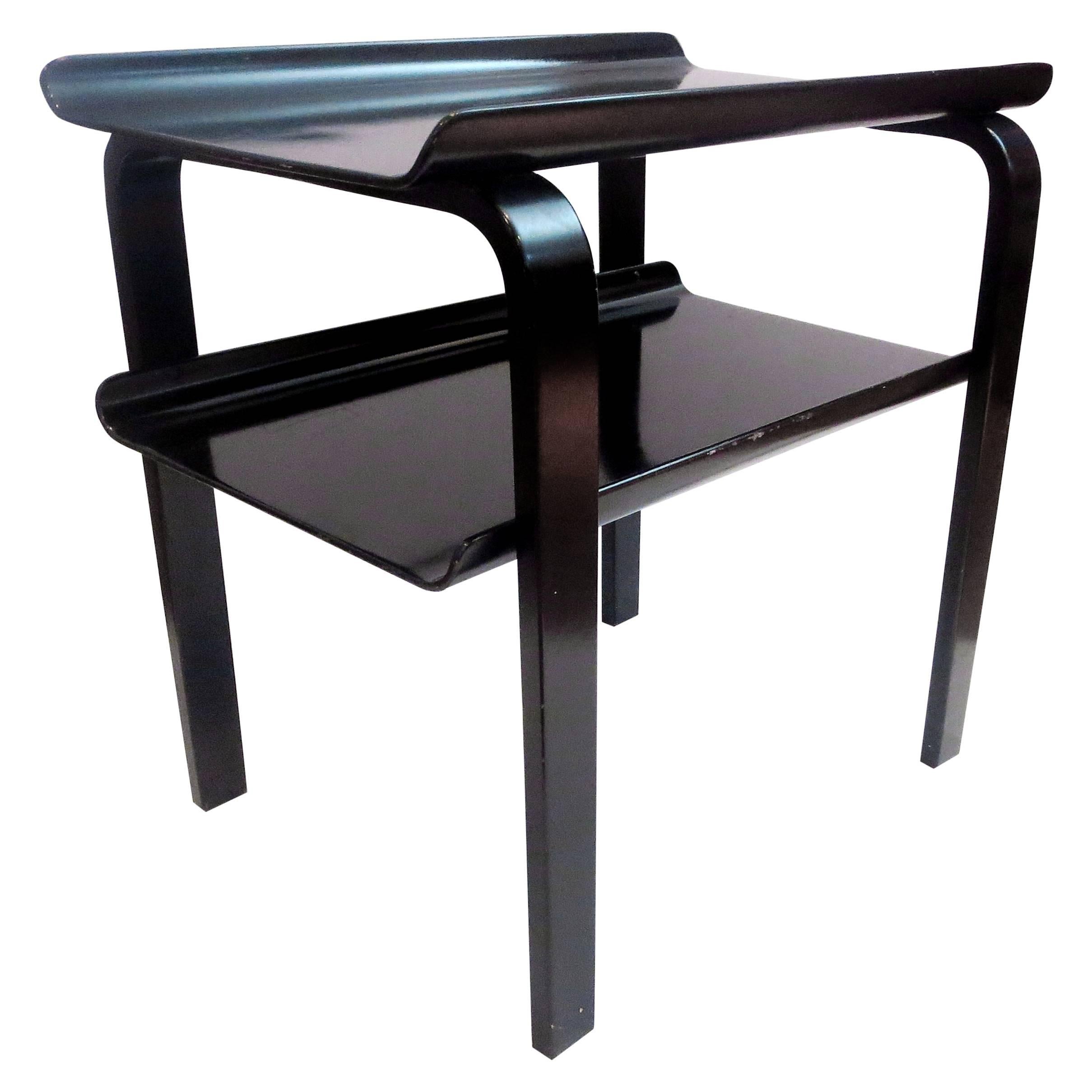 Alvar Aalto Early Tiered Model 915 Black Lacquered Bent Plywood Side Table