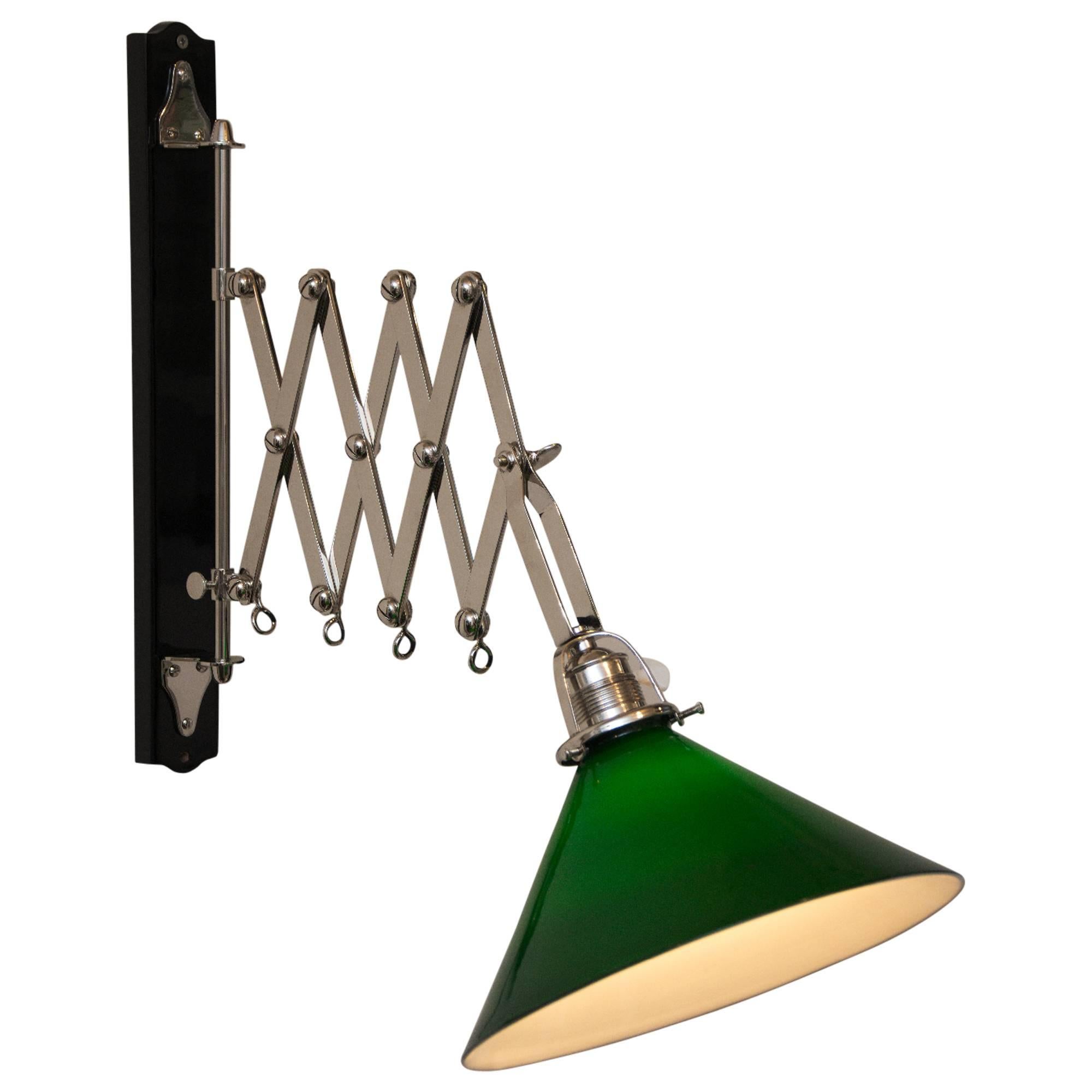 Art Deco Chrome Wall Lamp with Original Glass and Wood For Sale at 1stDibs