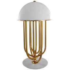 Turner Table Lamp in White and Gold