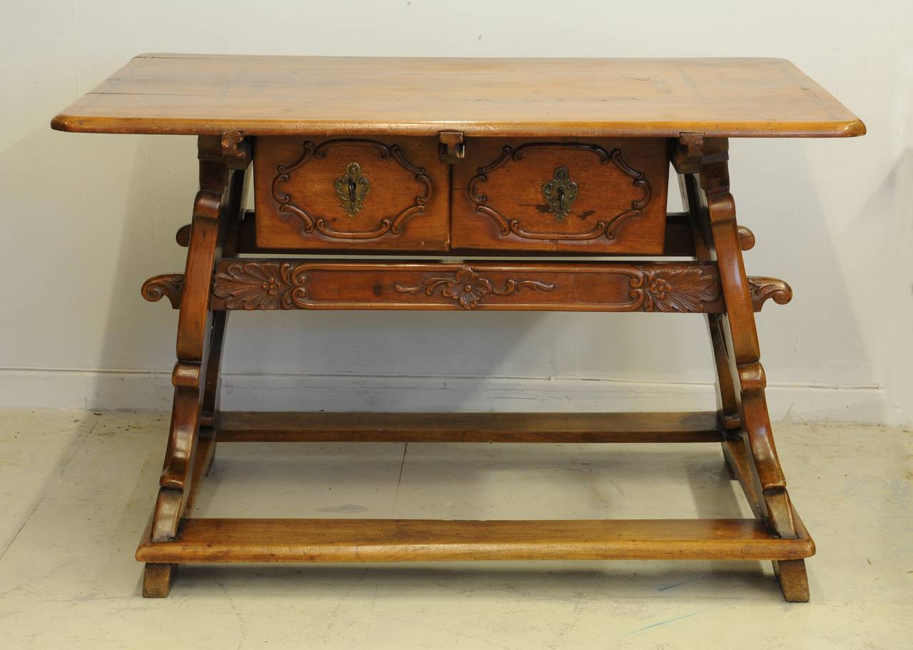 Fruitwood Writing Table, Swiss 18th Century