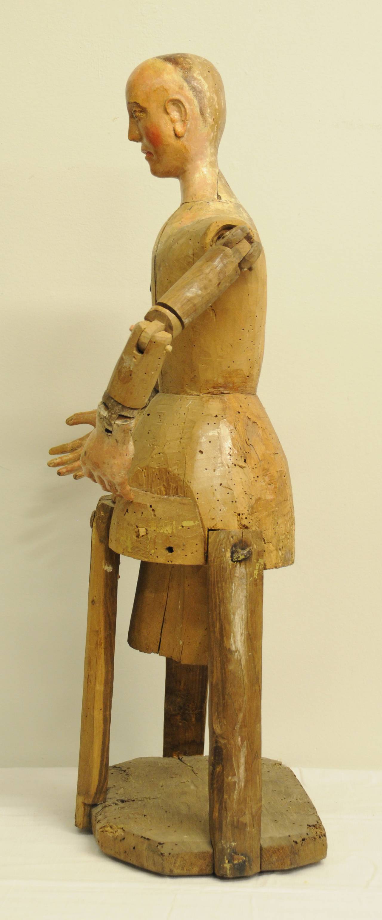 Spanish Walnut Articulated Santos Figure, Spain, 18th Century For Sale
