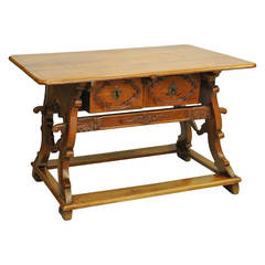 Antique Fruitwood Writing Table, Swiss 18th Century