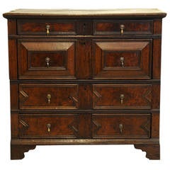Oak and Walnut Chest of Drawers, English 17th Century