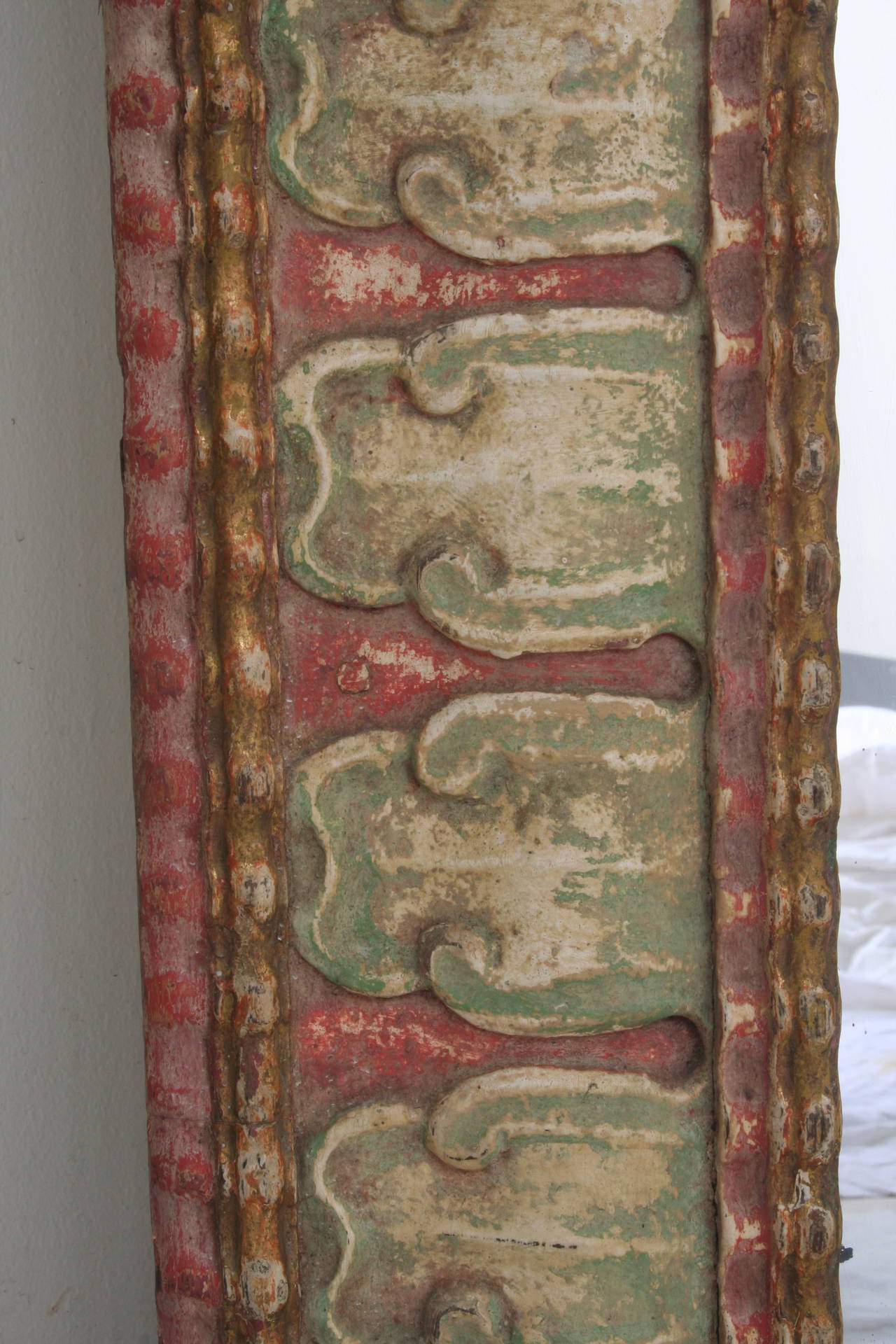 17th Century Large oak painted mirror, French late 17th century