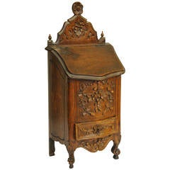 Walnut and Beech Candle and Salt Box, French 19th Century