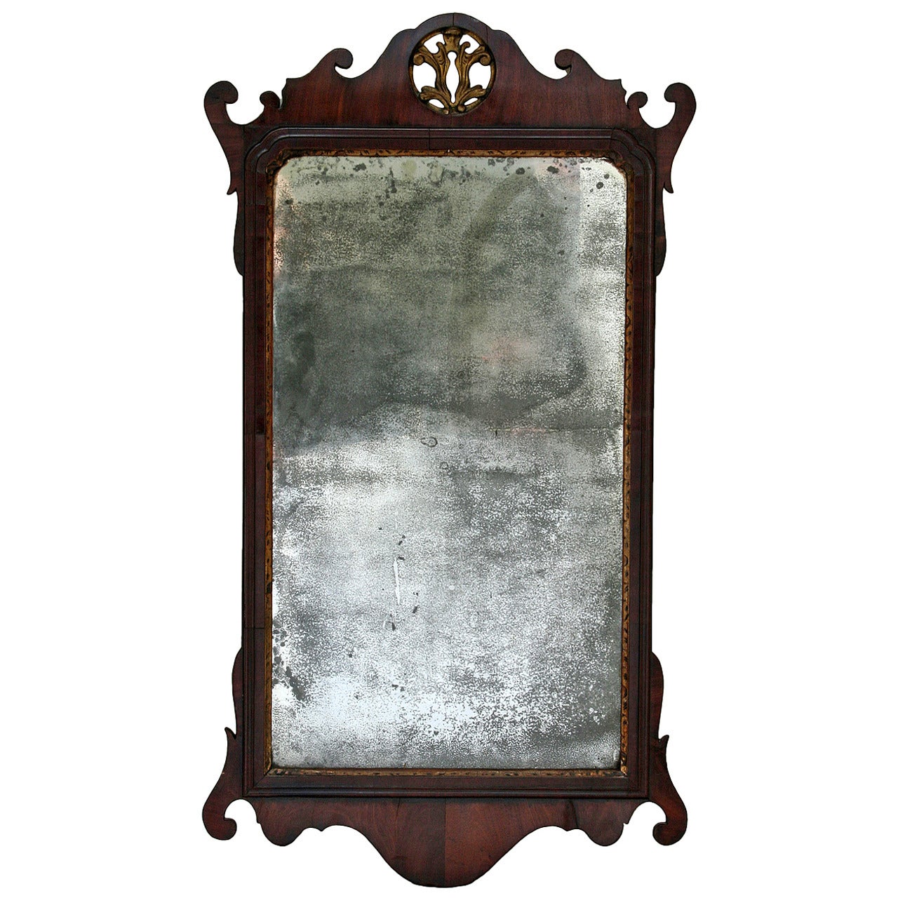 Mahogany and Parcel Gilt Wall Mirror, English 18th Century