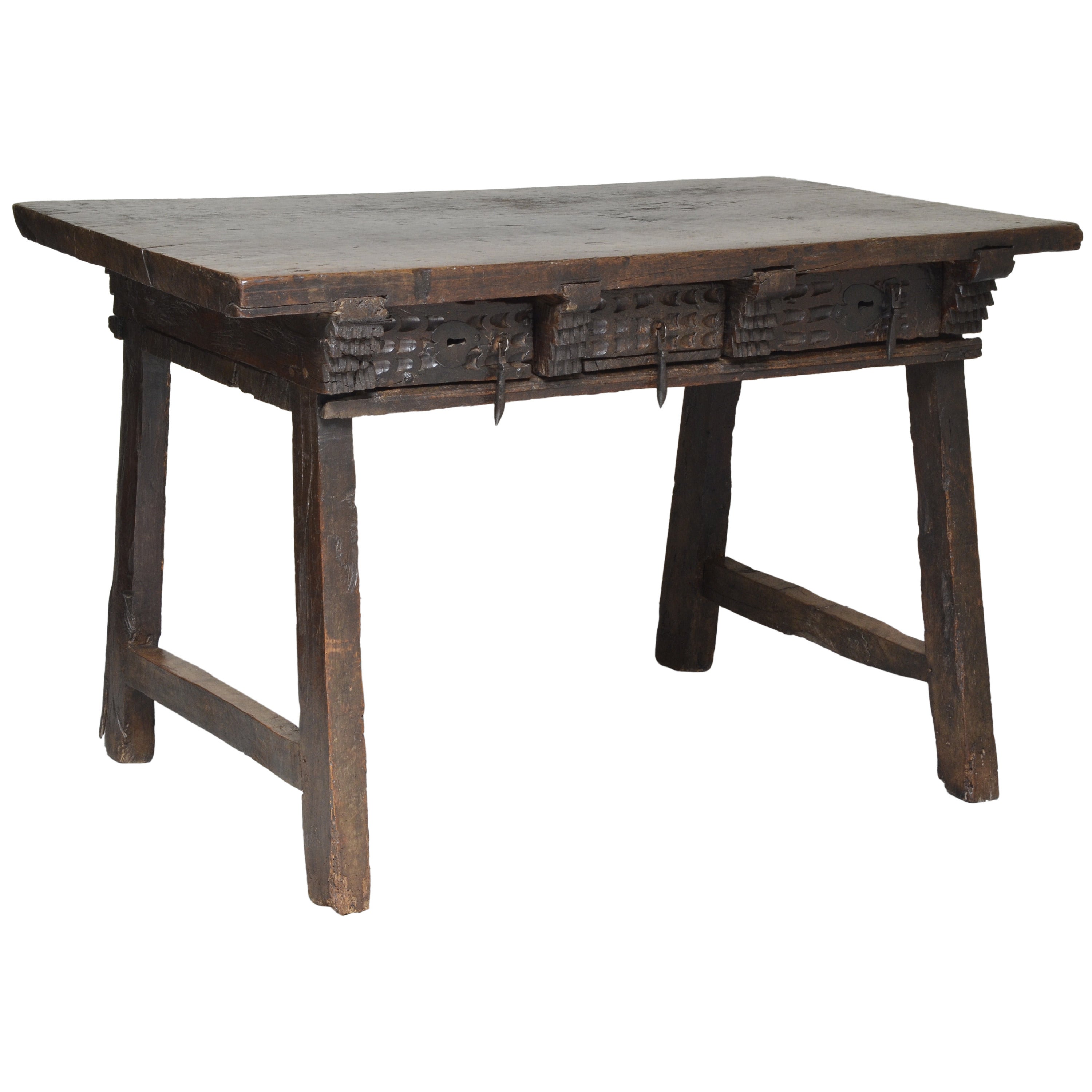 Spanish Oak Writing Table, 17th Century For Sale