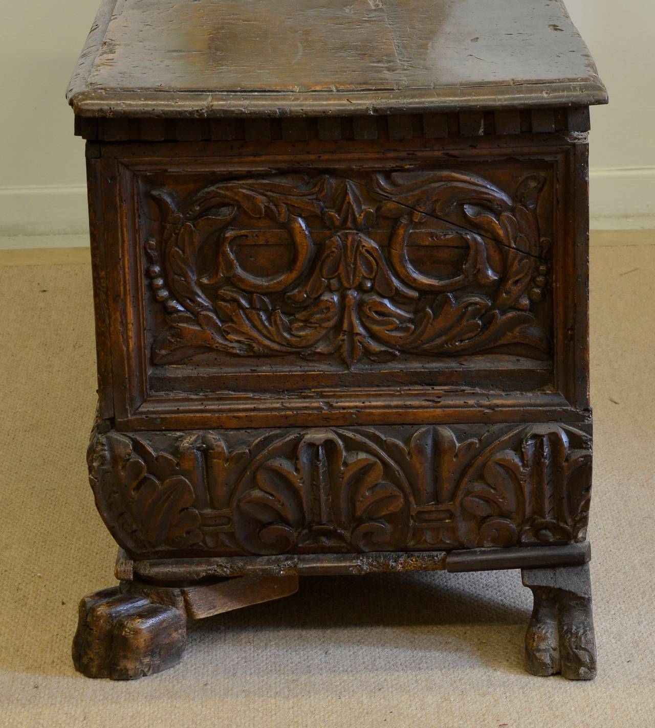 18th Century and Earlier 16th Century North Italian Walnut Cassone For Sale