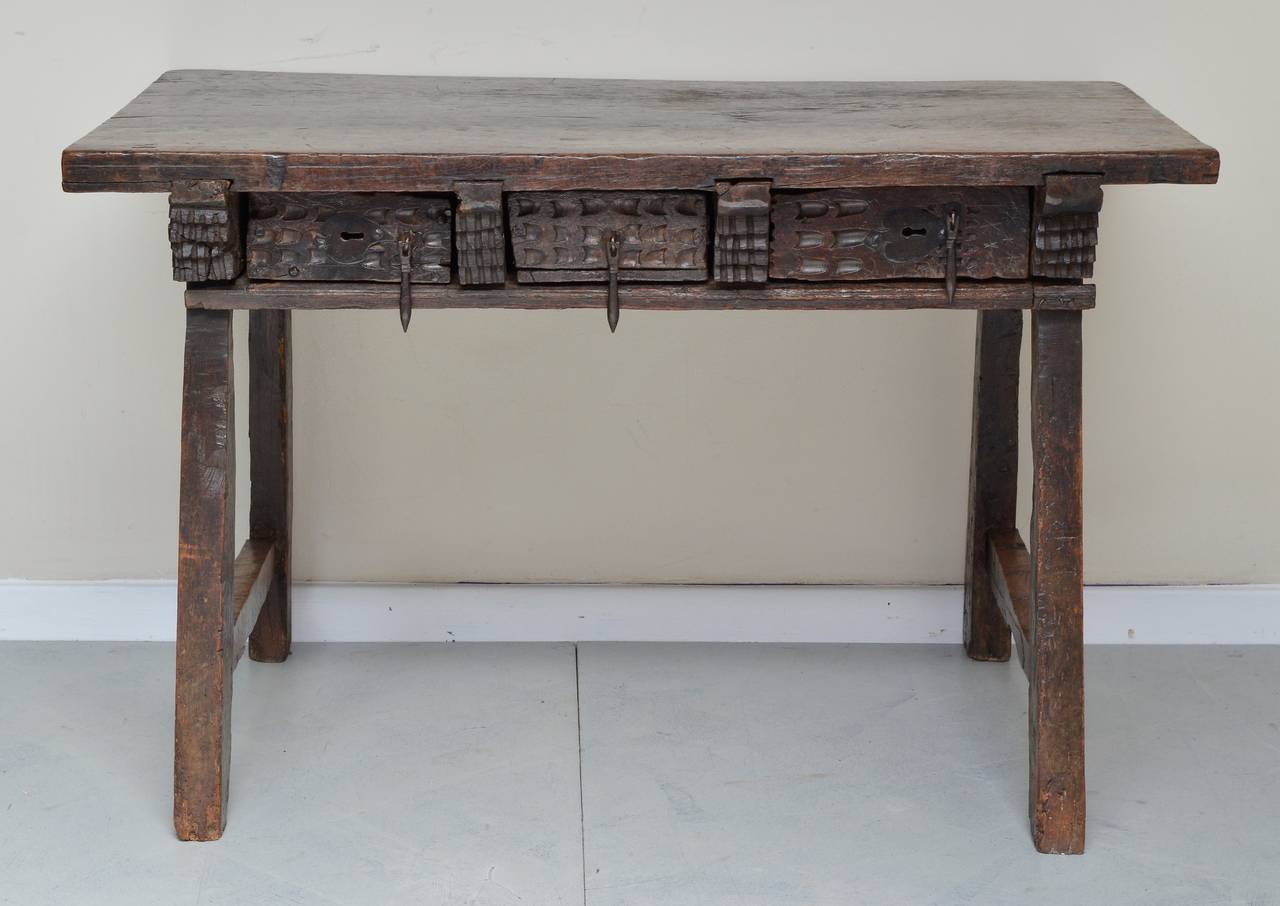 17th Century Spanish Oak Writing Table