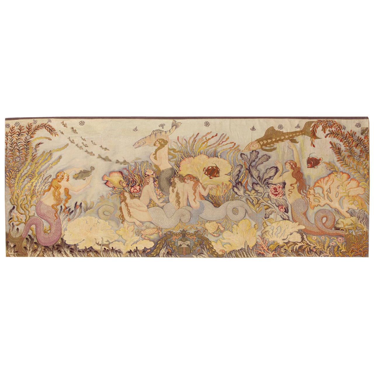 Circa 1914 Tapestry from Manzana Pissarro 'Sirenes et Poissons' For Sale