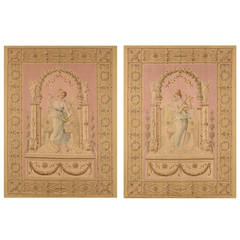 Beginning of the 19th Century, Pair of Tapestries from Aubusson Manufactory 3