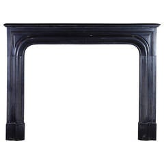 19th Century Louis XIV Style Belgian Black Marble antique Fireplace Mantel