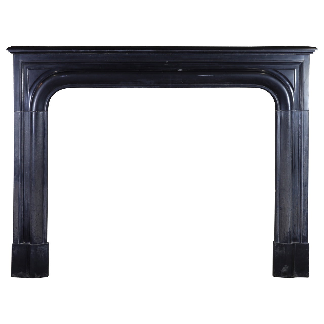 19th Century Louis XIV Style Belgian Black Marble antique Fireplace Mantel