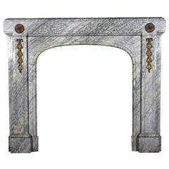 20th Century, French Campan Vert marble antique fireplace mantel from Belgium 5