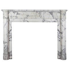 19th Century Carrara White Marble antique fireplace Mantel, Louis XVI Style 2