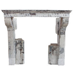 17C. Limestone LXIII Antique fireplace Mantel with Original Patina from a Kitche