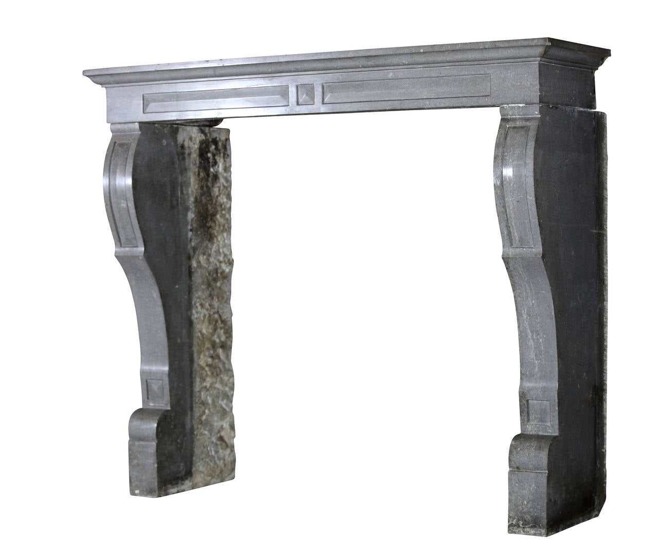 19th Century Grey-Bleu Color Hardstone antique Fireplace Mantel
