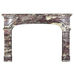 18th Century Marble antique fireplace Mantel in Royal Breche Violet Marble 10