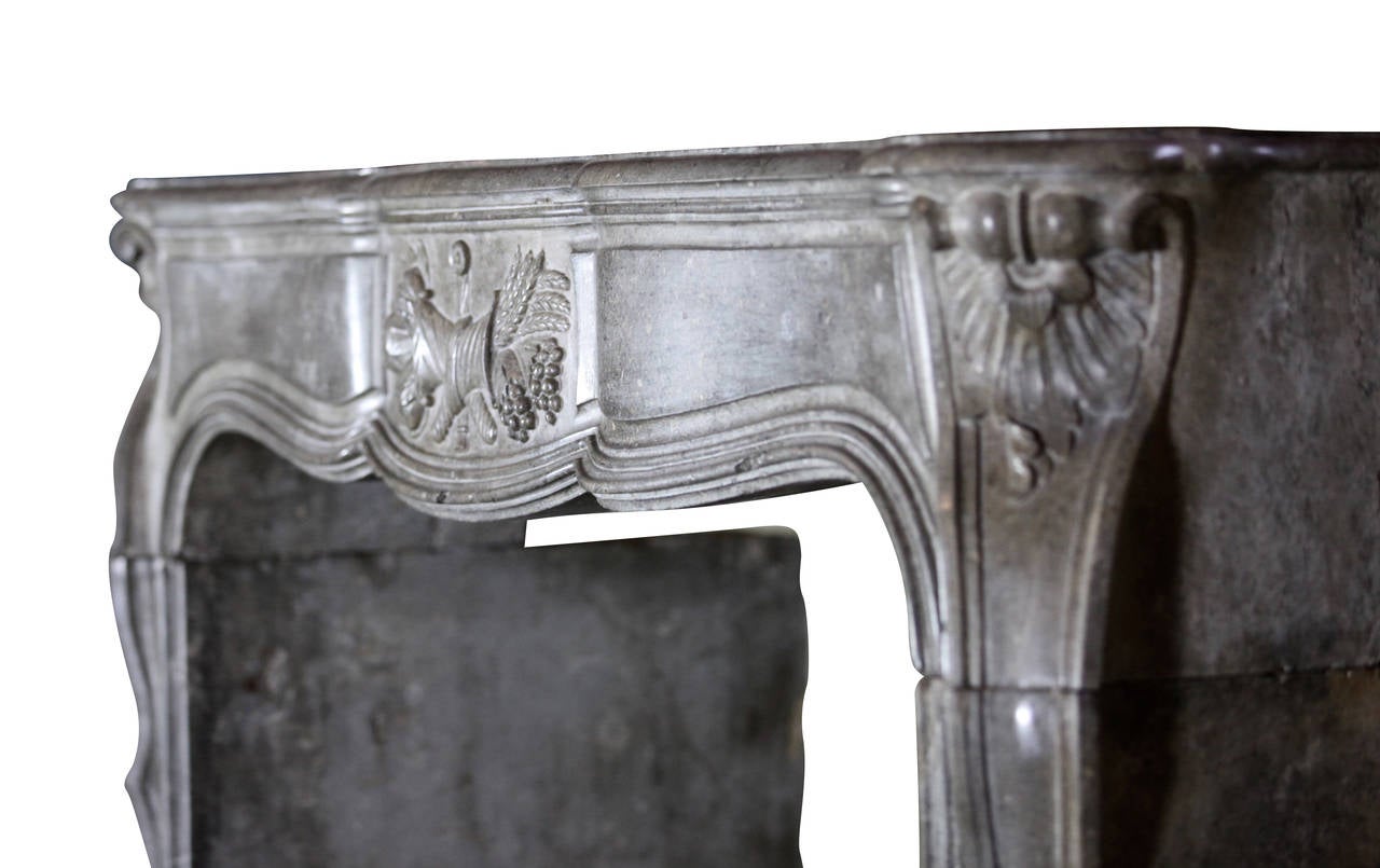 Stone 18th Century Louis XIV Transition Regency antique Fireplace Mantel