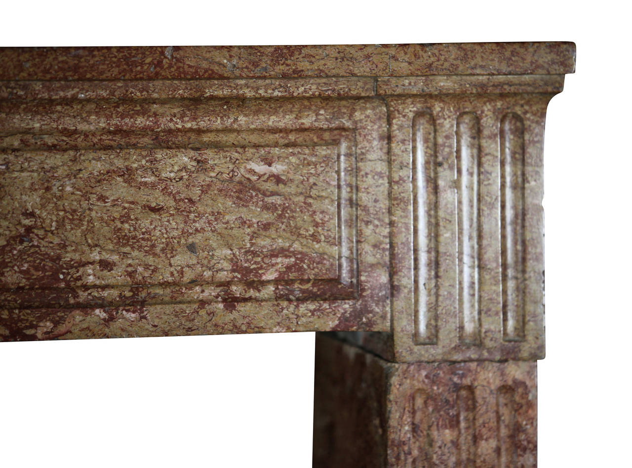 Carved 18th Century Stone antique Fireplace Mantel Built in the Louis XVI Period For Sale
