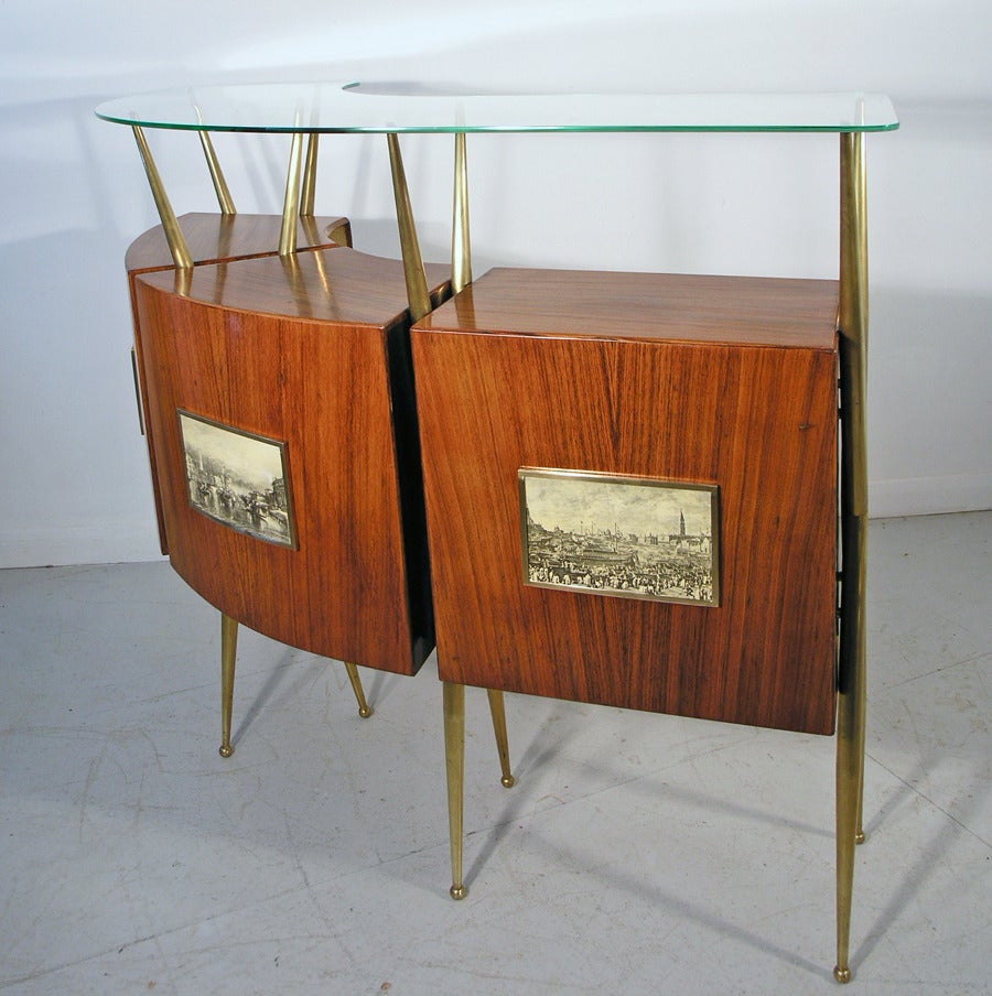 Italian Rosewood Dry Bar in the Style of Gio Ponti