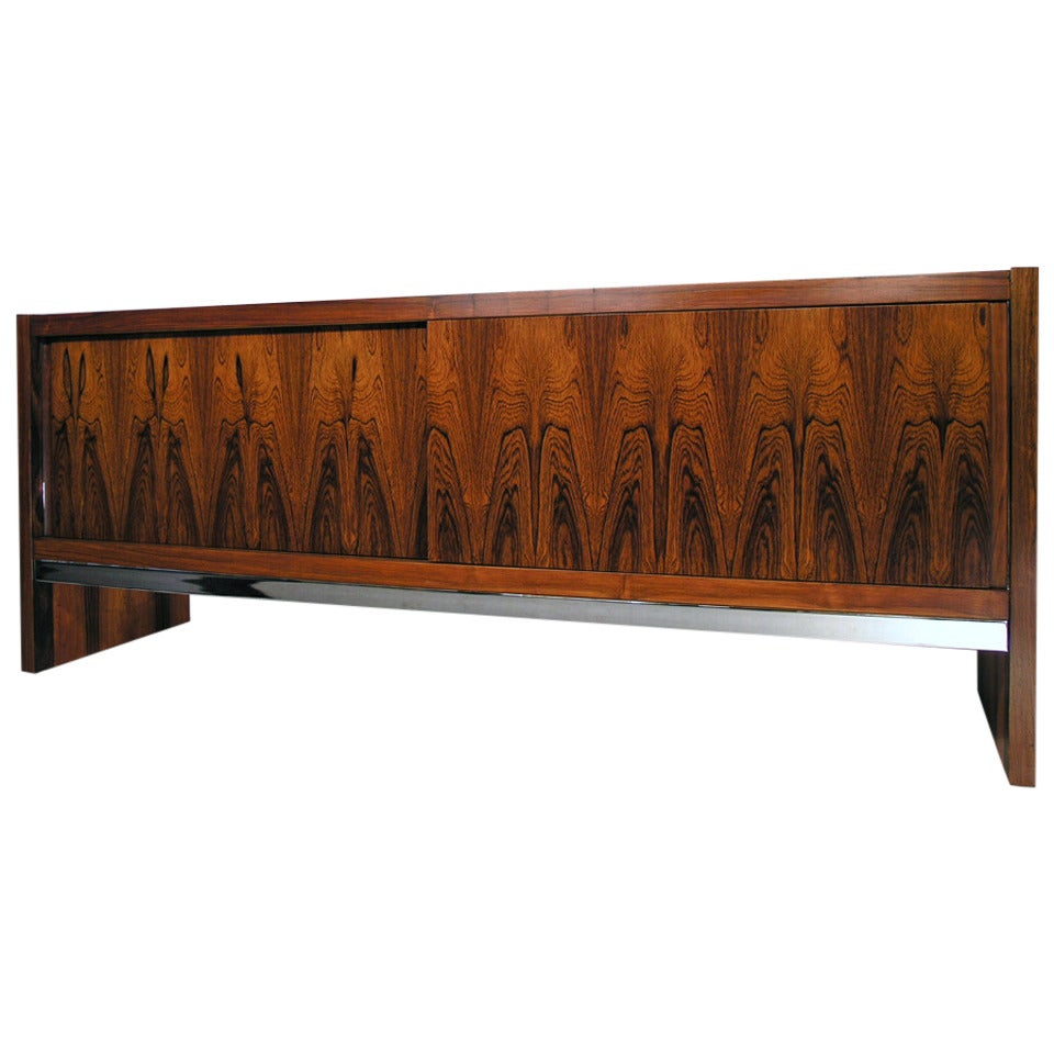 Merrow Associates Rosewood and Chrome Sideboard For Sale at 1stDibs
