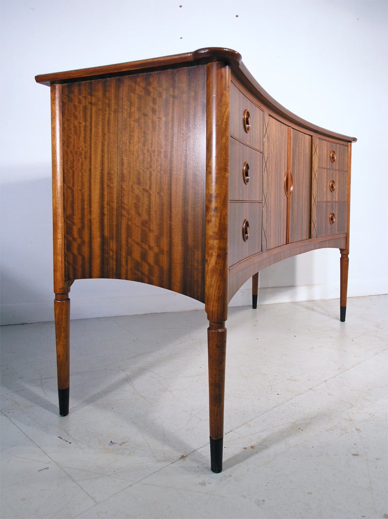 20th Century Italian Style Walnut Curved Sideboard For Sale