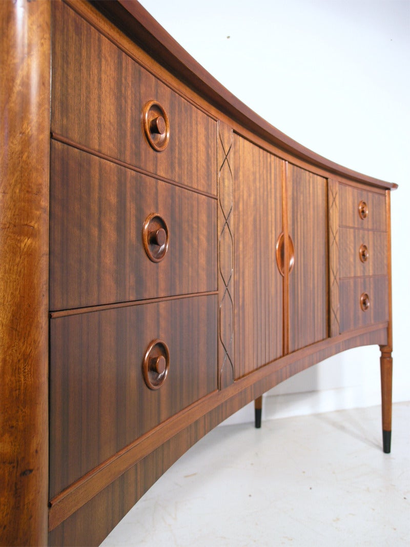 Italian Style Walnut Curved Sideboard For Sale 3