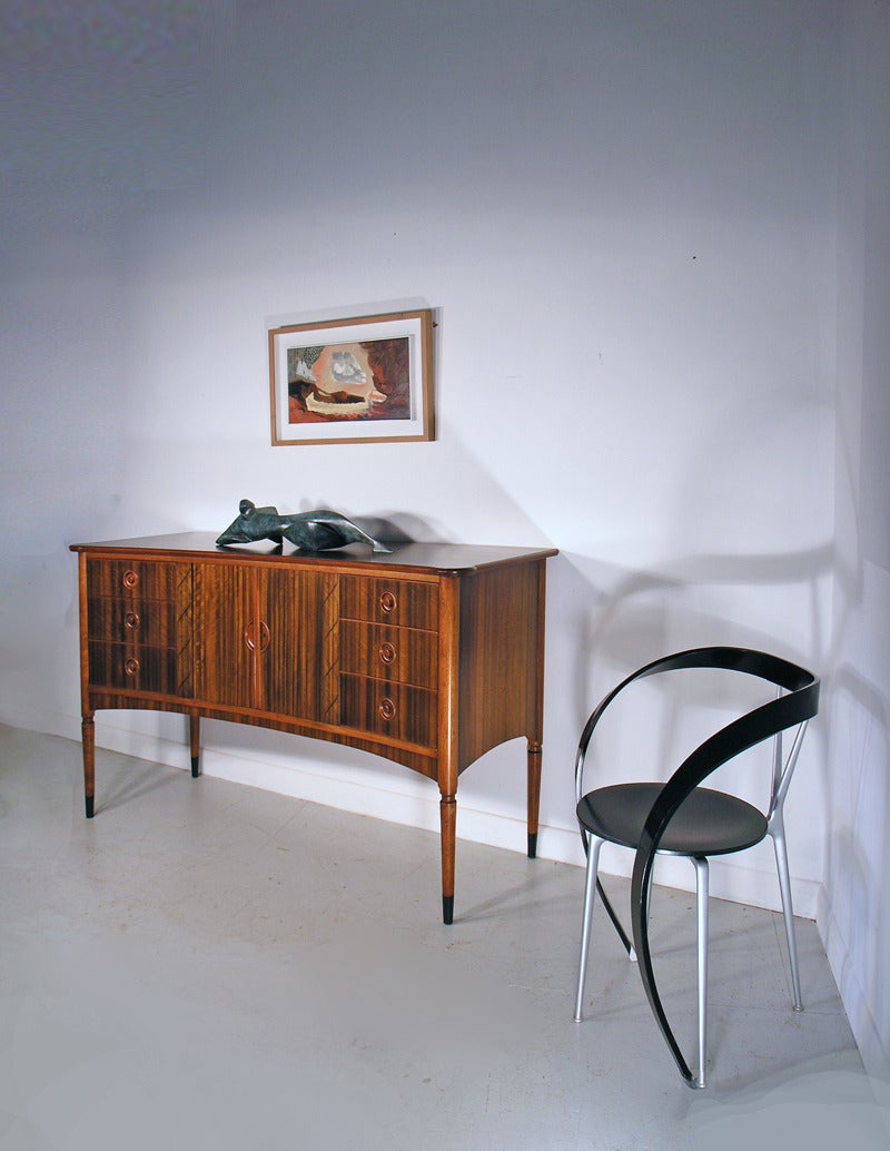 Italian Style Walnut Curved Sideboard For Sale 4