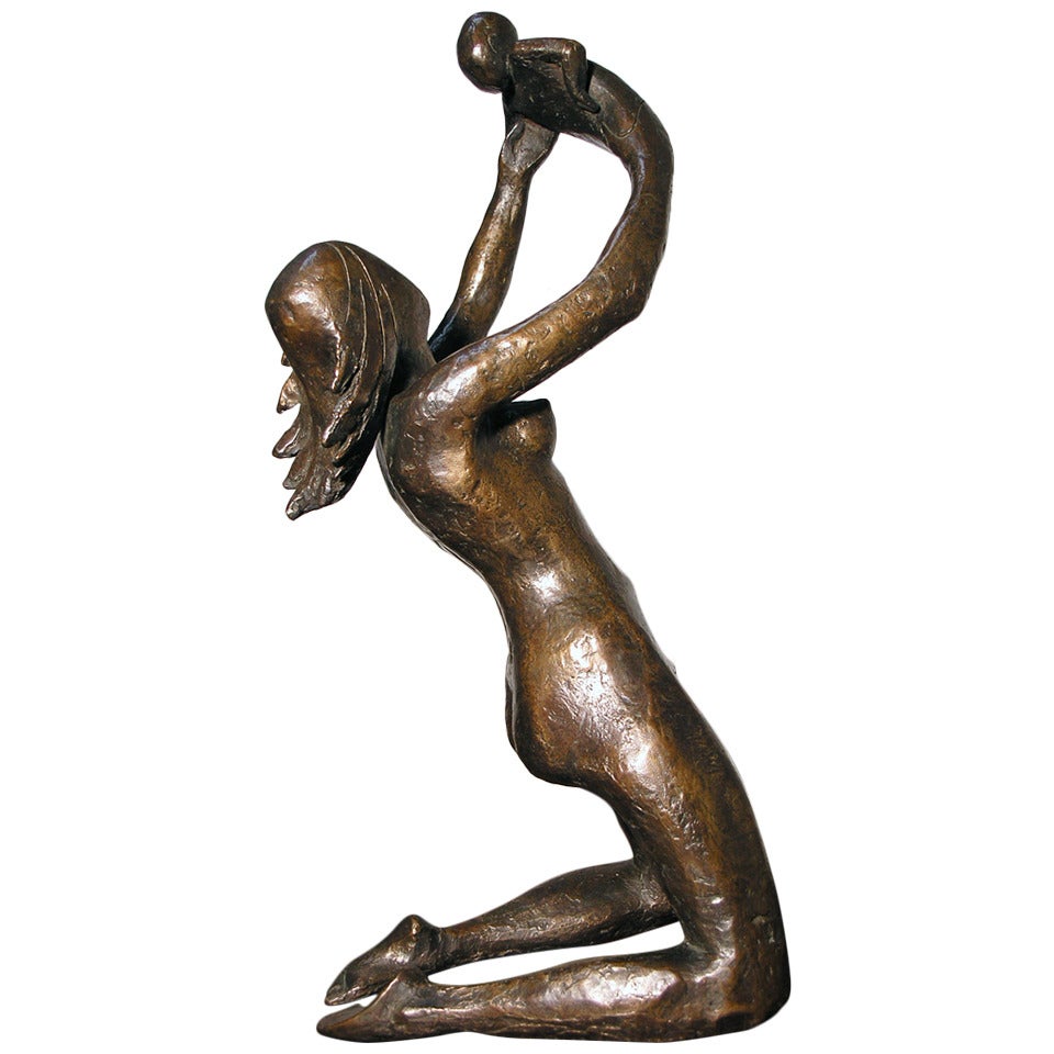 Laurence Broderick bronze sculpture 'Mother and Child' 1973 For Sale