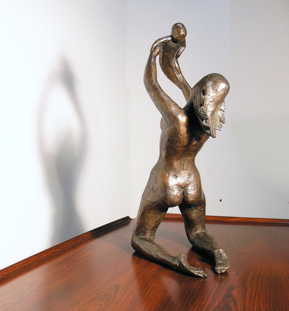Late 20th Century Laurence Broderick bronze sculpture 'Mother and Child' 1973 For Sale