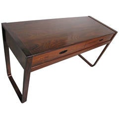 Rosewood console table with sled legs, designed by Gunther Hoffstead
