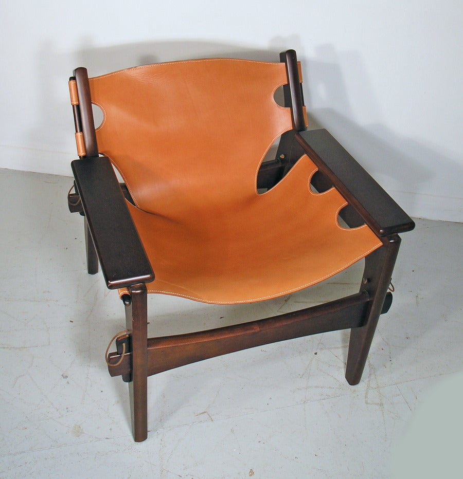 Late 20th Century Sergio Rodrigues Kilin Chair in Leather and Imbula Wood