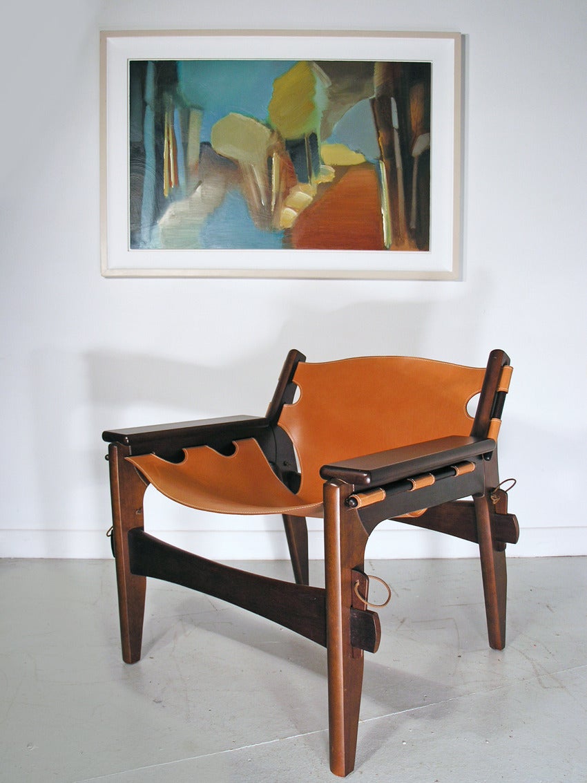 Brazilian Sergio Rodrigues Kilin Chair in Leather and Imbula Wood