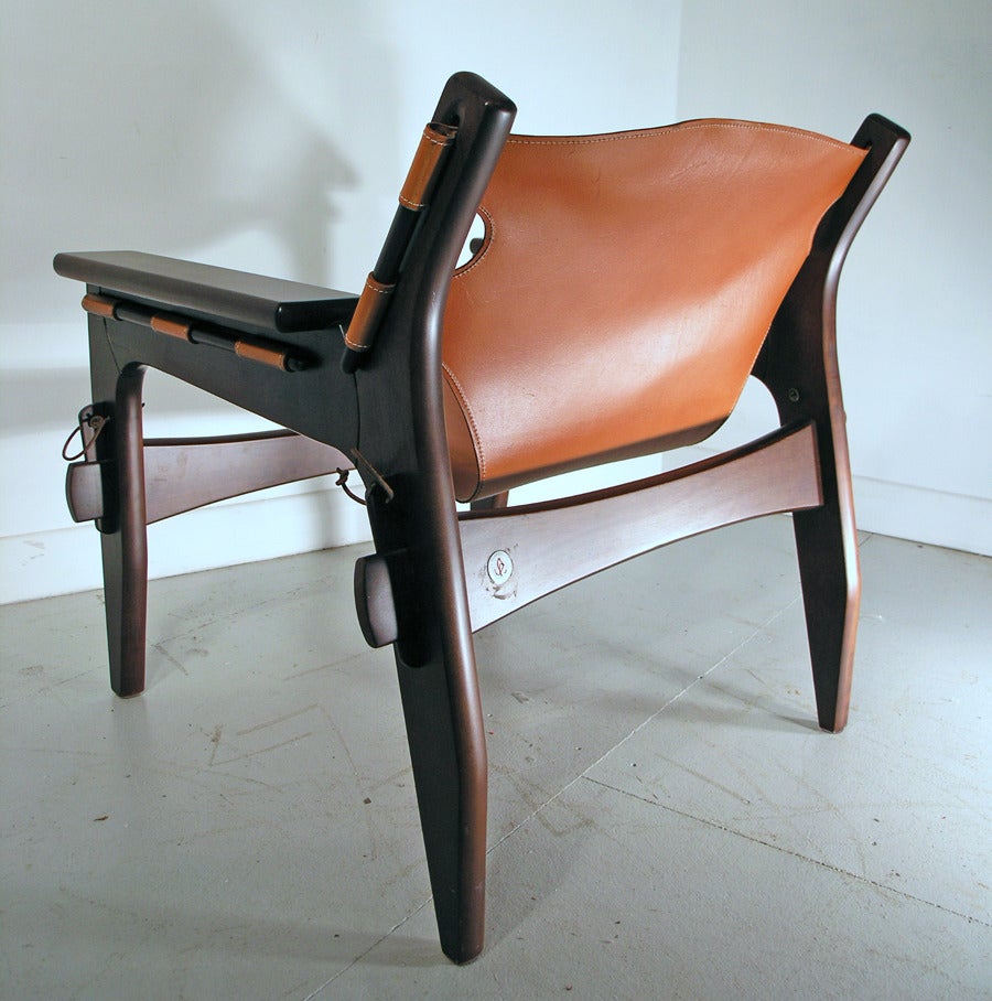 Sergio Rodrigues Kilin Chair in Leather and Imbula Wood In Excellent Condition In Near Matlock, Derbyshire, GB