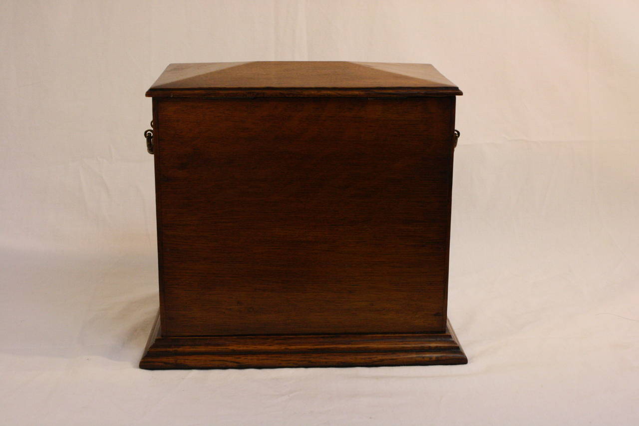 Hand-Crafted Vintage 1900s Pipe Cabinet and Humidor in Tiger Oak