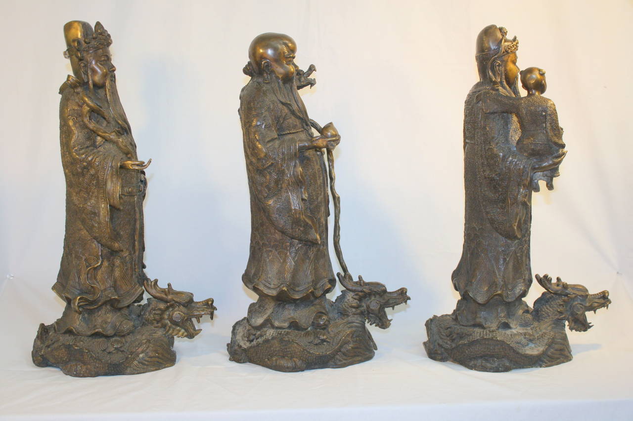 Ming Three Immortal Bronzes Sculpture
