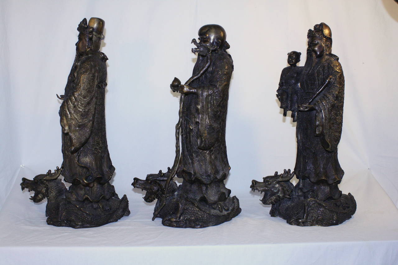 Chinese Three Immortal Bronzes Sculpture
