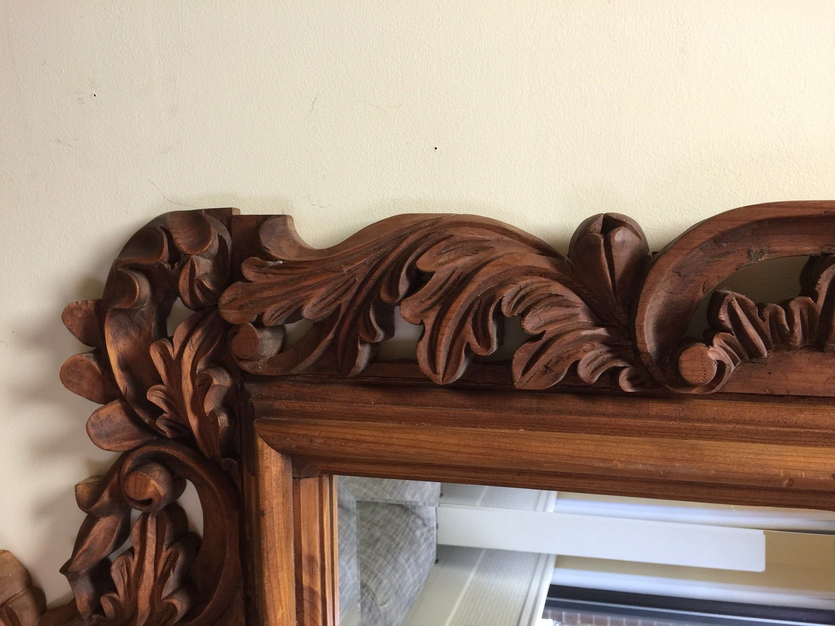 Early 20th Century Vintage Hand-Carved Teak Mirror