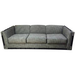 Mid-Century Modern Sofa with Chrome and Faux Bamboo