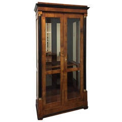 Biedermeier Style Cabinet with Lighting and Glass Shelves