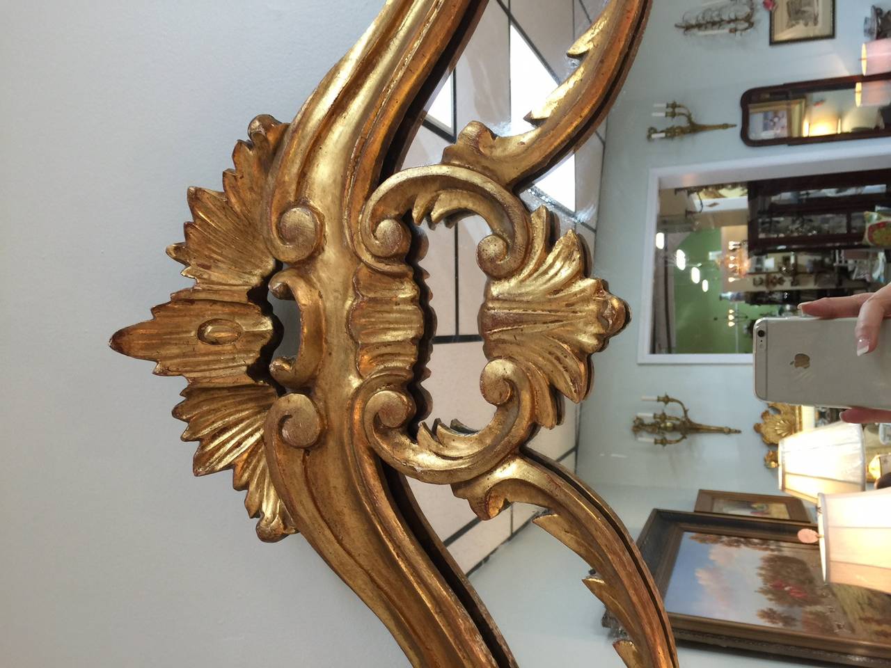 Carved Wood Gilded Mirror In Excellent Condition In Raleigh, NC