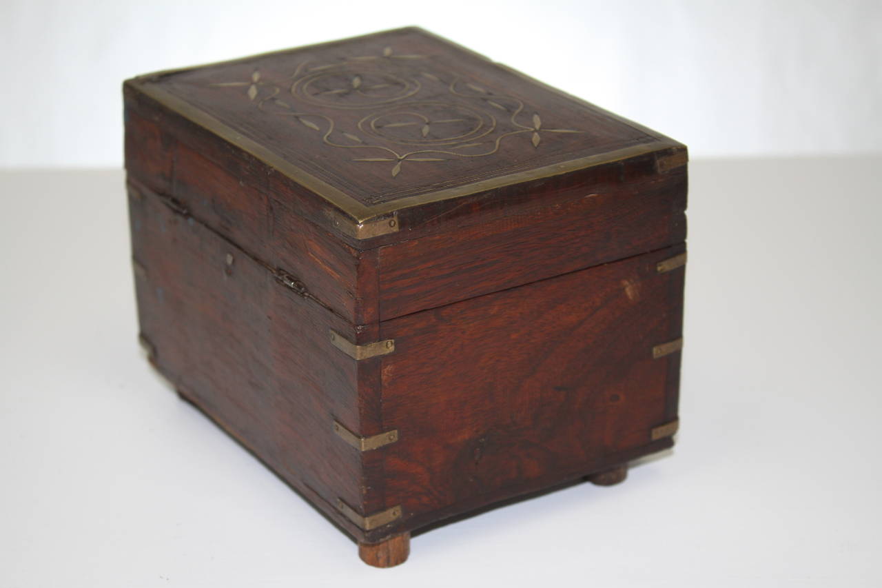 Late 19th Century Brass Inlaid Rosewood Scents or Medicine Box