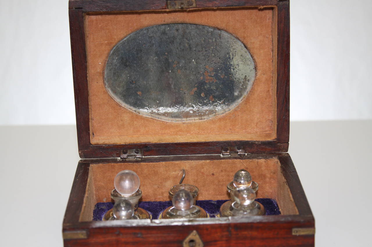 Brass Inlaid Rosewood Scents or Medicine Box 1