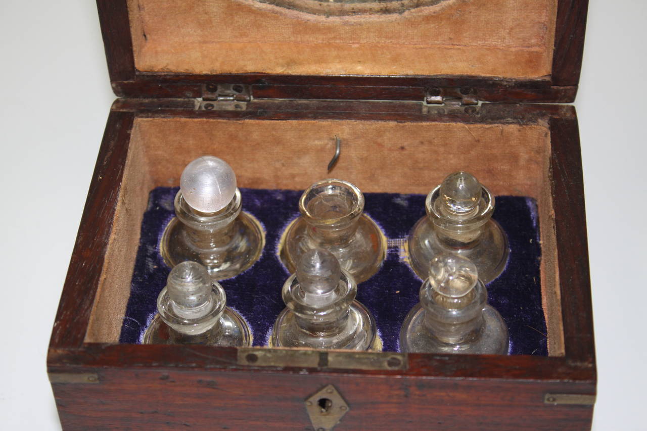 Brass Inlaid Rosewood Scents or Medicine Box 2
