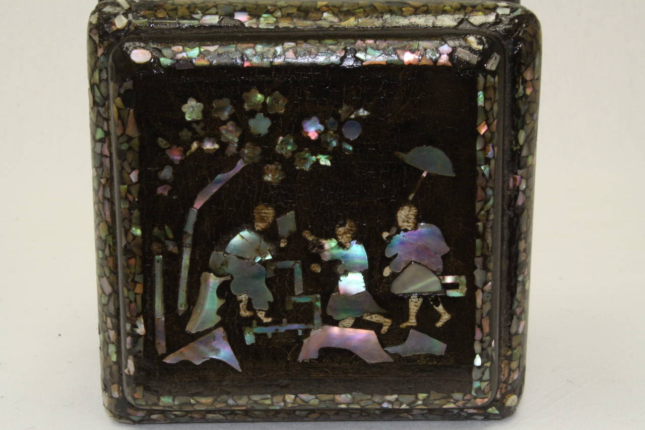 Mid-19th Century Asian Mother-of-Pearl Chinoiserie Tea Caddy For Sale