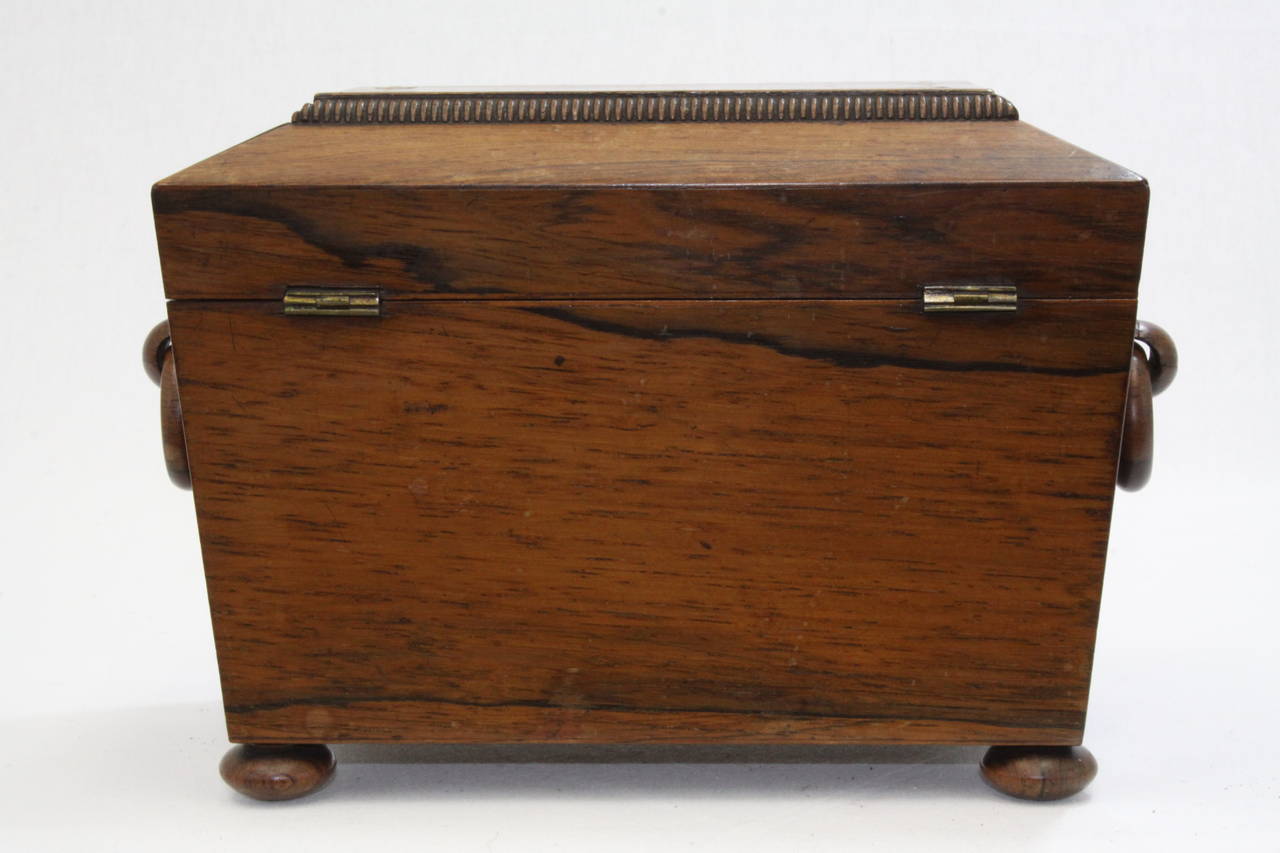 Mid-19th Century Rosewood 1860 George III Style Inlaid Double Tea Caddy For Sale